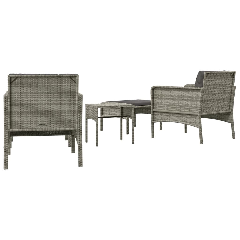 Set Divani da Giardino 5 pz con Cuscini in Polyrattan Grigio - homemem39