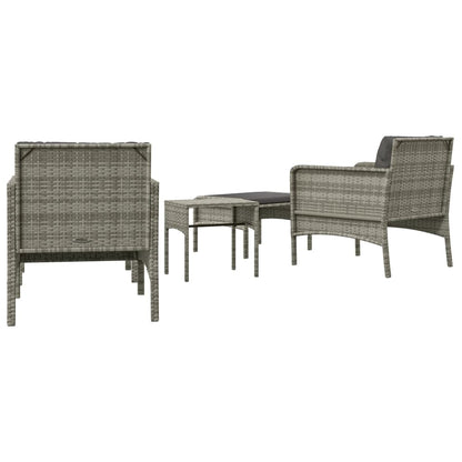 Set Divani da Giardino 5 pz con Cuscini in Polyrattan Grigio - homemem39