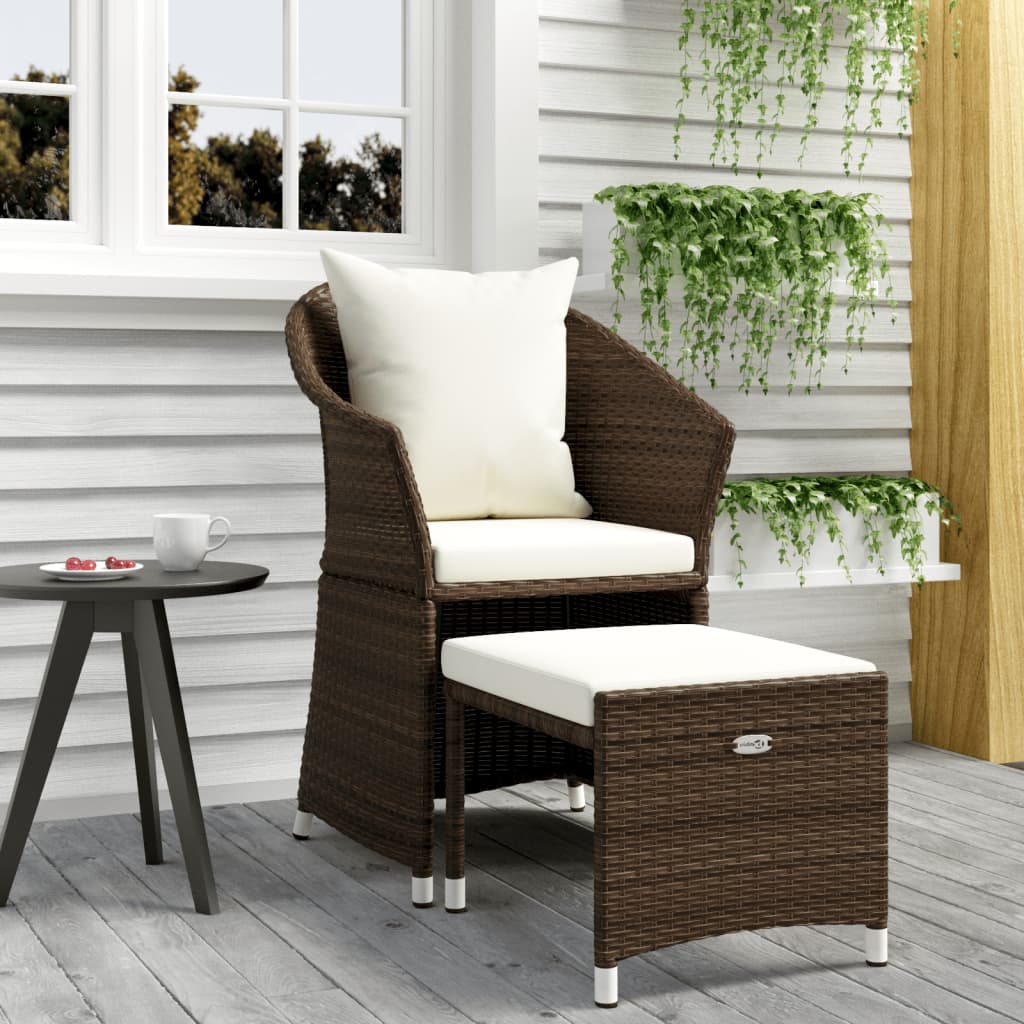 Set Divani da Giardino 2 pz con Cuscini in Polyrattan Marrone - homemem39