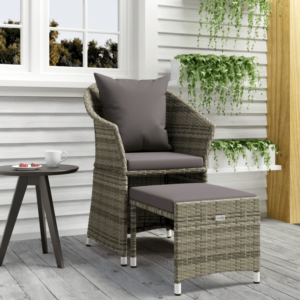 Set di Divani da Giardino 2 pz con Cuscini in Polyrattan Grigio - homemem39