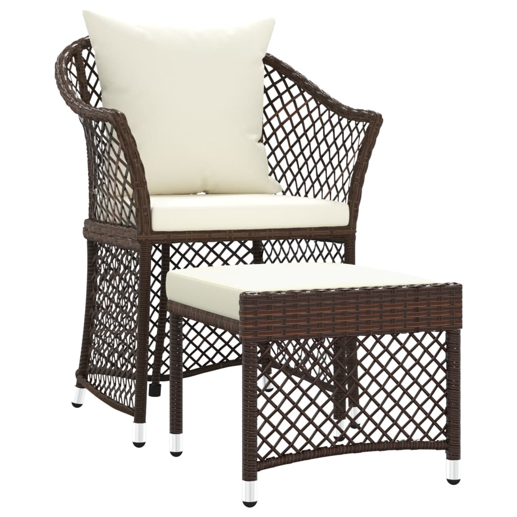 Set Divani da Giardino 2 pz con Cuscini in Polyrattan Marrone - homemem39