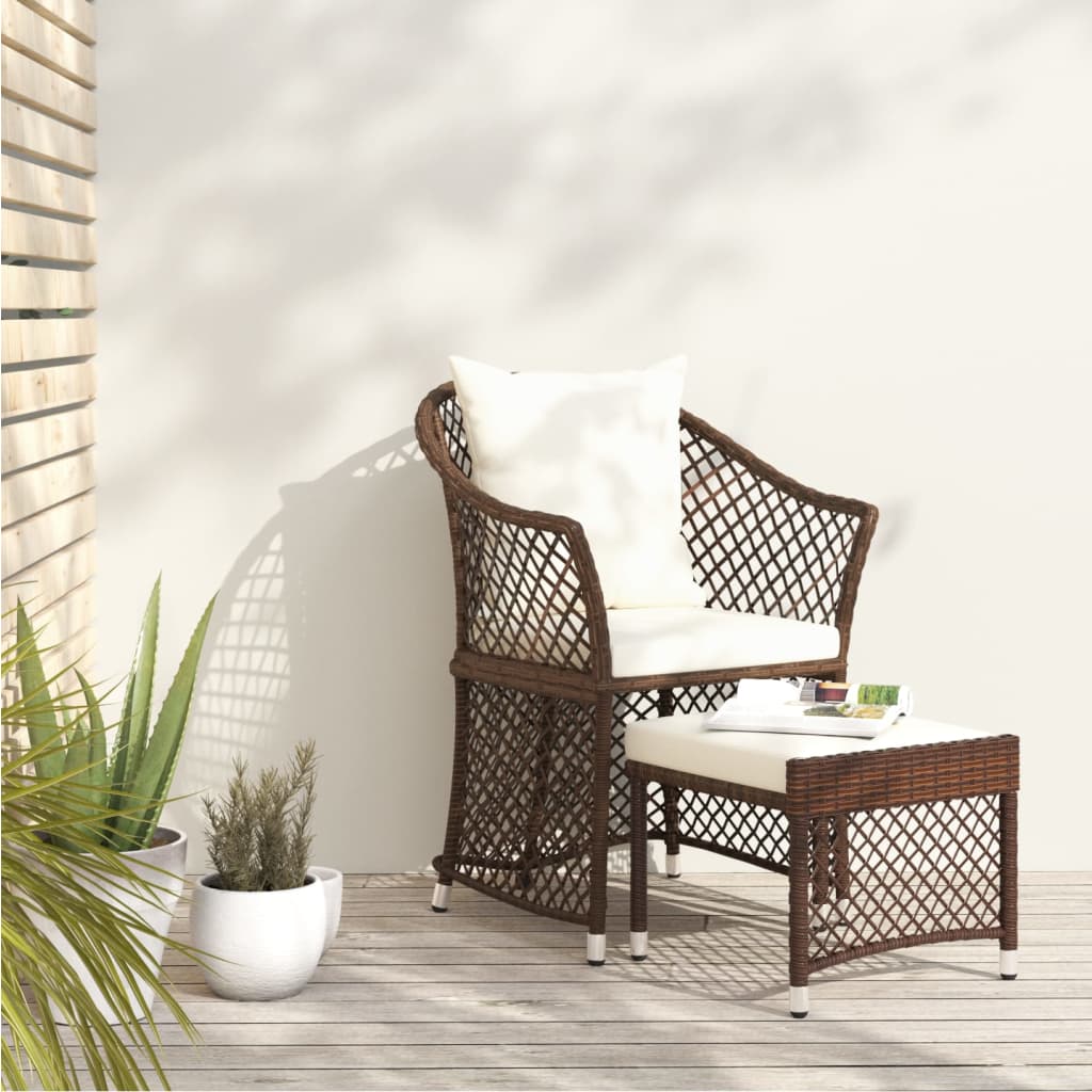 Set Divani da Giardino 2 pz con Cuscini in Polyrattan Marrone - homemem39