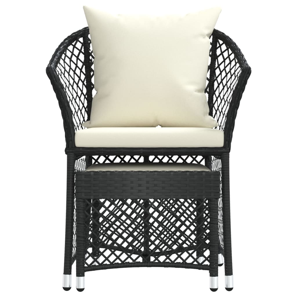 Set da Giardino 2 pz con Cuscini Nero in Polyrattan - homemem39