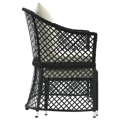 Set da Giardino 2 pz con Cuscini Nero in Polyrattan - homemem39