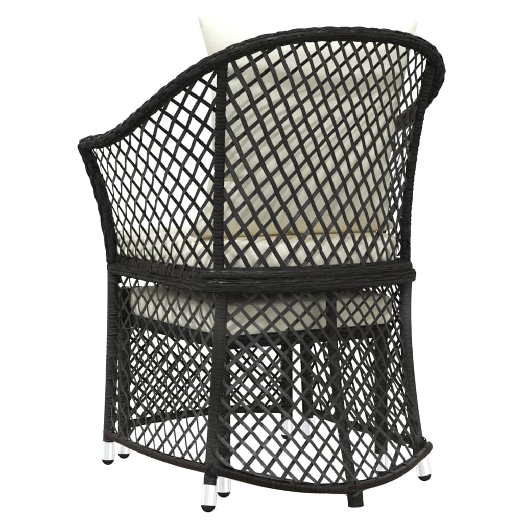 Set da Giardino 2 pz con Cuscini Nero in Polyrattan - homemem39