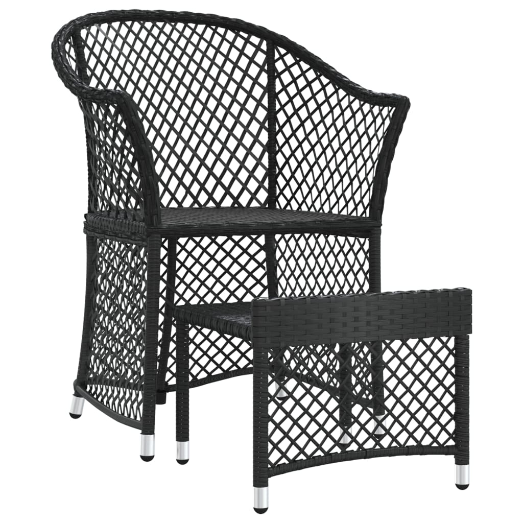 Set da Giardino 2 pz con Cuscini Nero in Polyrattan - homemem39