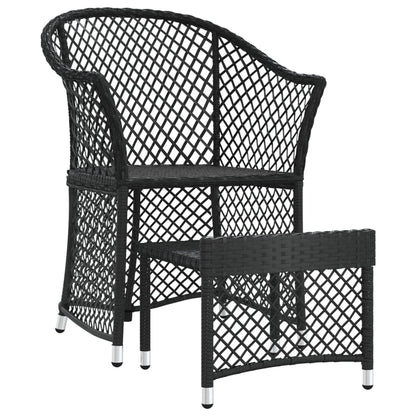 Set da Giardino 2 pz con Cuscini Nero in Polyrattan - homemem39