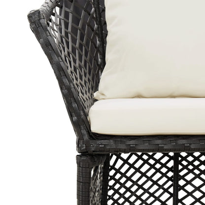 Set da Giardino 2 pz con Cuscini Nero in Polyrattan - homemem39