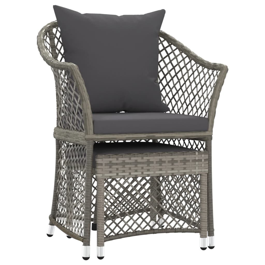 Set di Divani da Giardino 2 pz con Cuscini in Polyrattan Grigio - homemem39