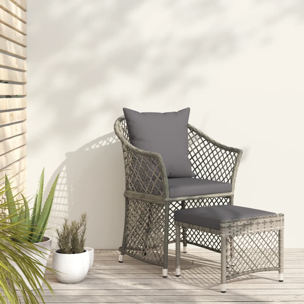 Set di Divani da Giardino 2 pz con Cuscini in Polyrattan Grigio - homemem39