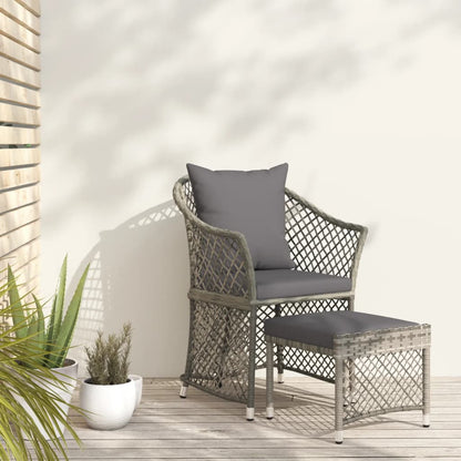 Set di Divani da Giardino 2 pz con Cuscini in Polyrattan Grigio - homemem39