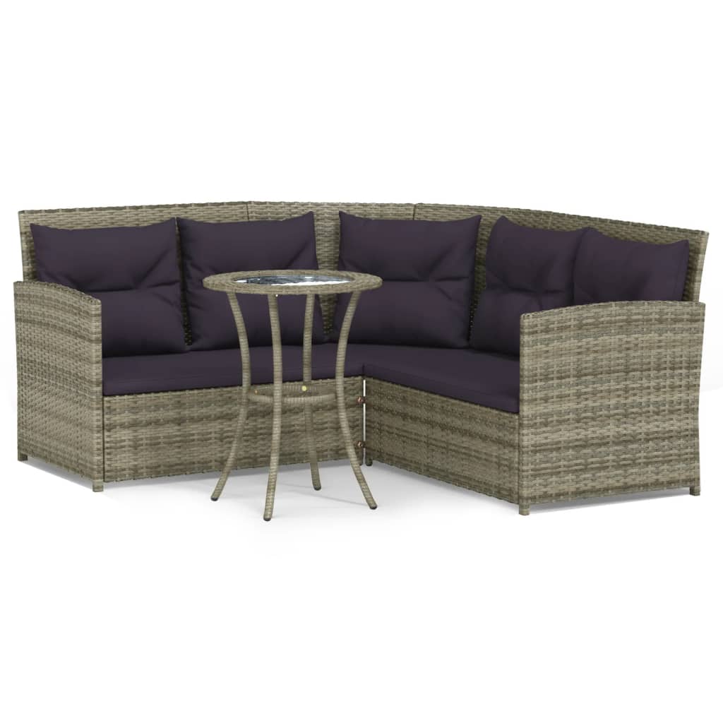 Set Divano a L con Cuscini 2 pz Grigio in Polyrattan - homemem39