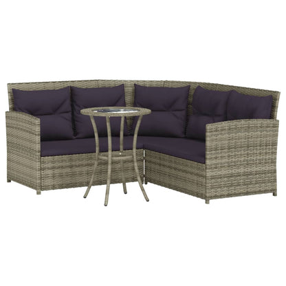 Set Divano a L con Cuscini 2 pz Grigio in Polyrattan - homemem39