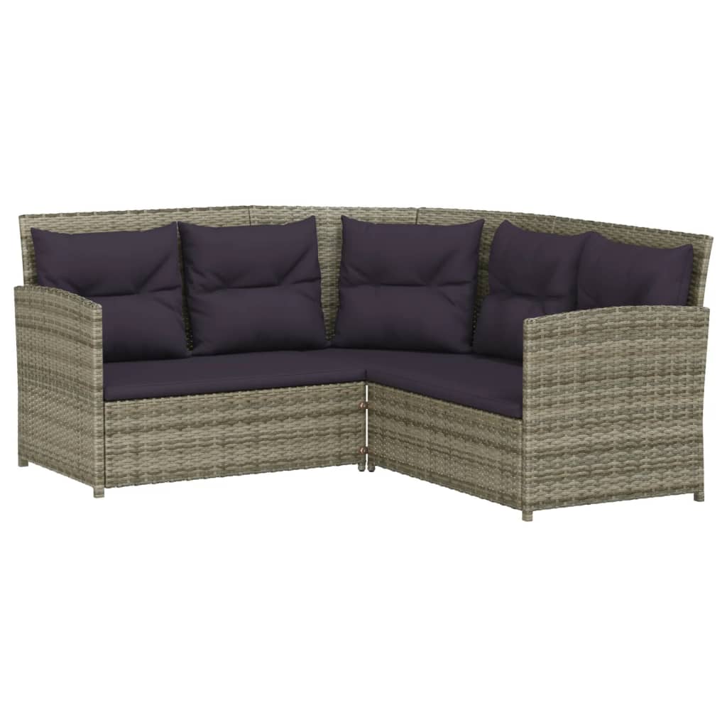 Set Divano a L con Cuscini 2 pz Grigio in Polyrattan - homemem39