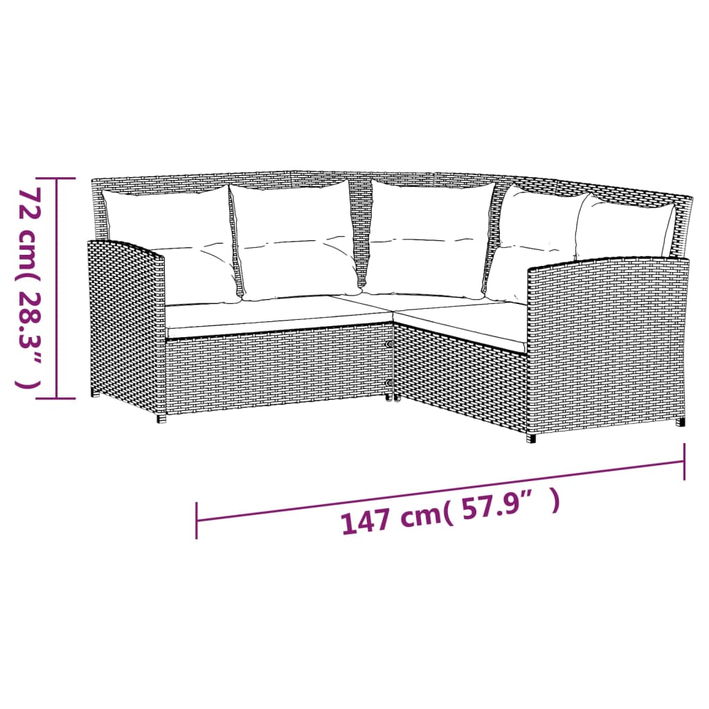 Set Divano a L con Cuscini 2 pz Grigio in Polyrattan - homemem39