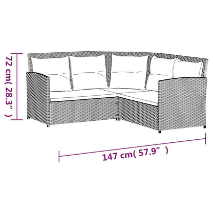 Set Divano a L con Cuscini 2 pz Grigio in Polyrattan - homemem39