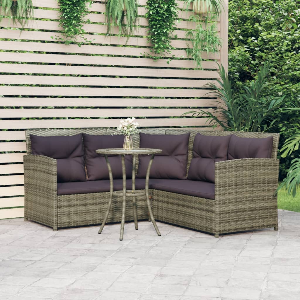 Set Divano a L con Cuscini 2 pz Grigio in Polyrattan - homemem39