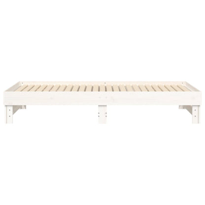 Dormeuse Estraibile Bianca 2x(100x200)cm Legno Massello di Pino - homemem39