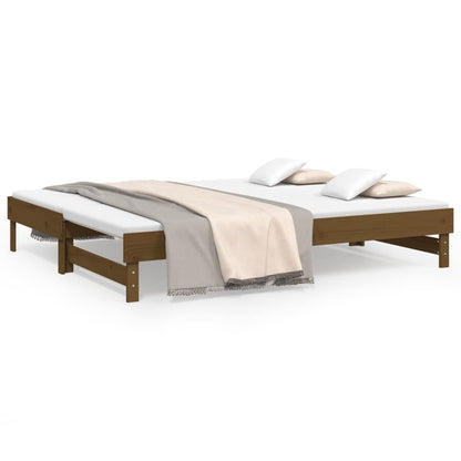 Dormeuse Estraibile Miele 2x(100x200) cm Legno Massello di Pino - homemem39