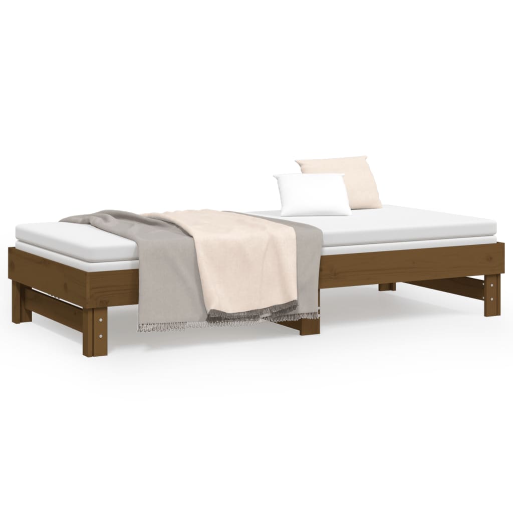 Dormeuse Estraibile Miele 2x(100x200) cm Legno Massello di Pino - homemem39