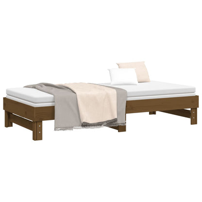 Dormeuse Estraibile Miele 2x(100x200) cm Legno Massello di Pino - homemem39