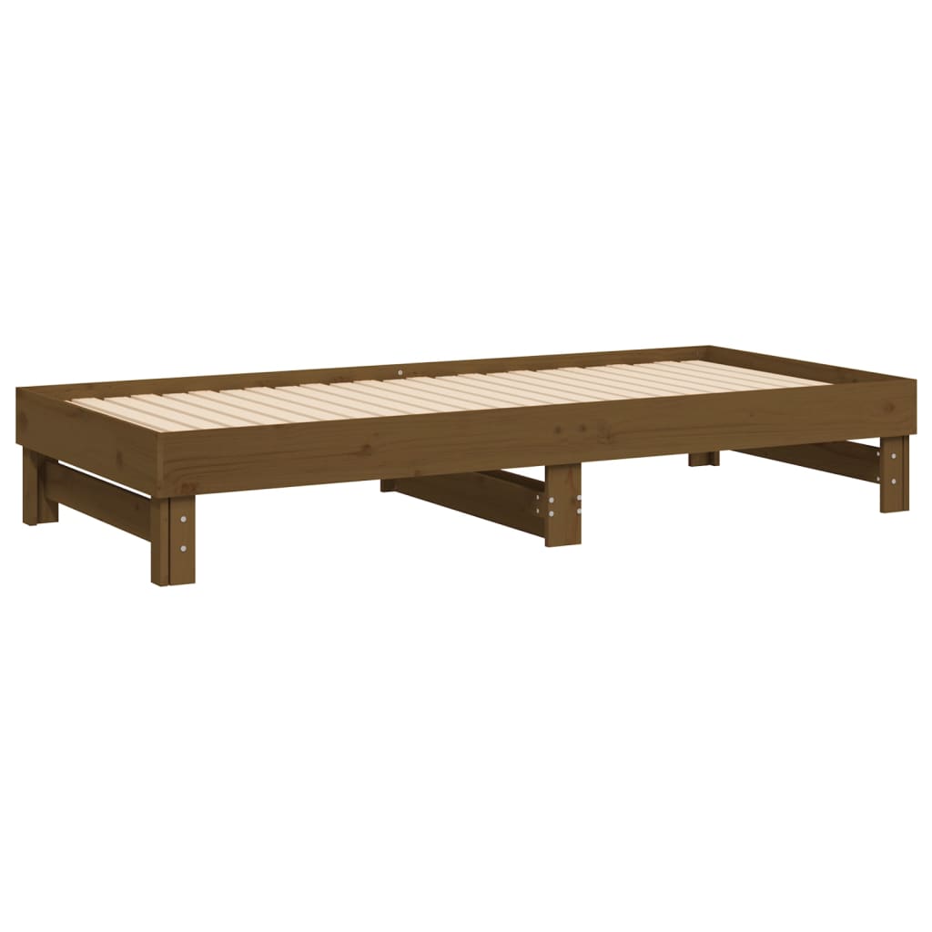 Dormeuse Estraibile Miele 2x(100x200) cm Legno Massello di Pino - homemem39