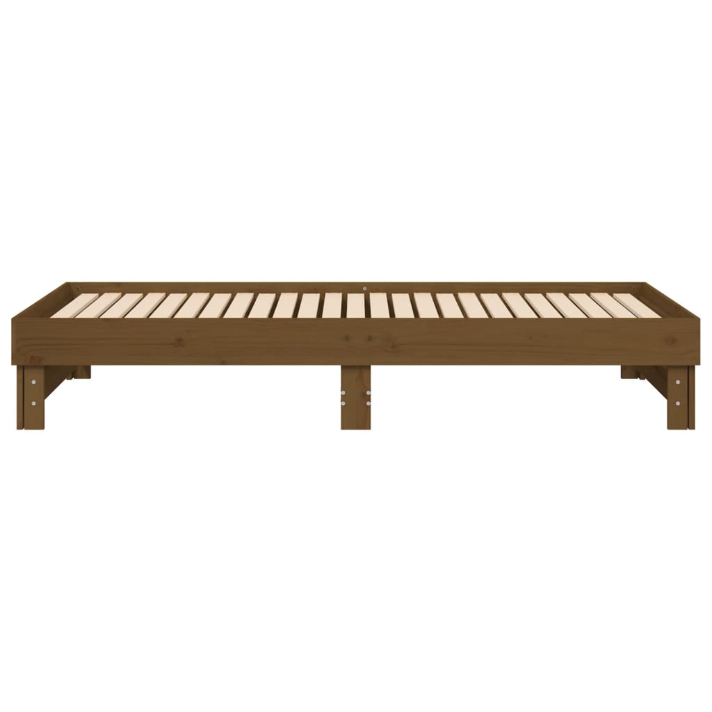 Dormeuse Estraibile Miele 2x(100x200) cm Legno Massello di Pino - homemem39