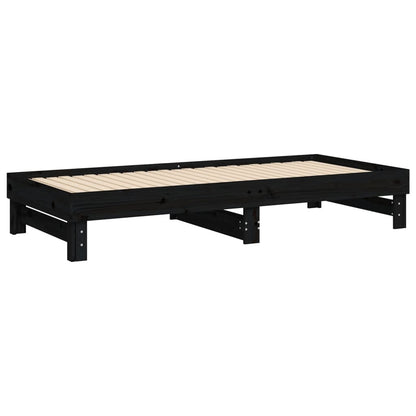 Dormeuse Estraibile Nera 2x(100x200) cm Legno Massello di Pino - homemem39