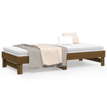 Dormeuse Estraibile Miele 2x(90x200) cm Legno Massello di Pino - homemem39