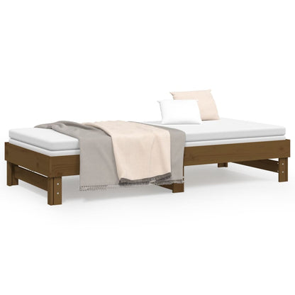 Dormeuse Estraibile Miele 2x(80x200) cm Legno Massello di Pino - homemem39