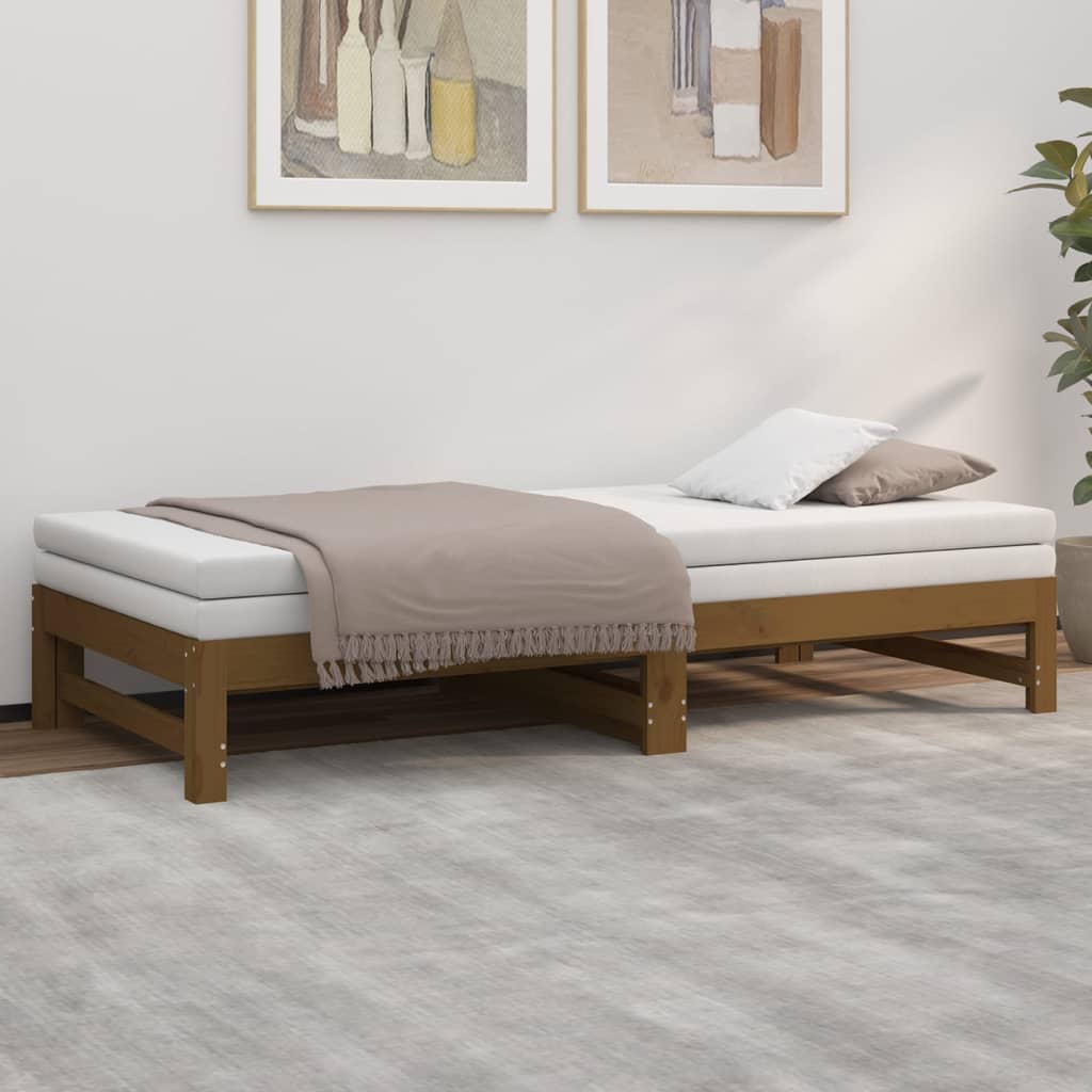 Dormeuse Estraibile Miele 2x(90x190) cm Legno Massello di Pino - homemem39