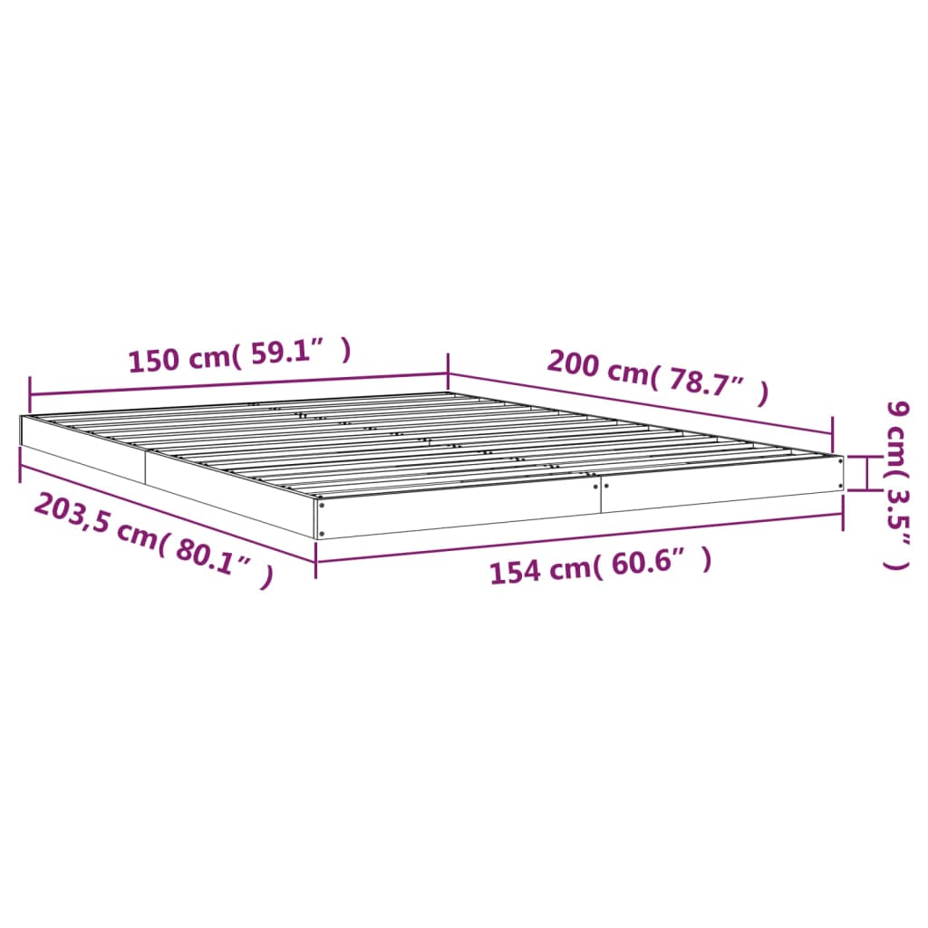 Giroletto 150x200 cm King in Legno Massello di Pino - homemem39