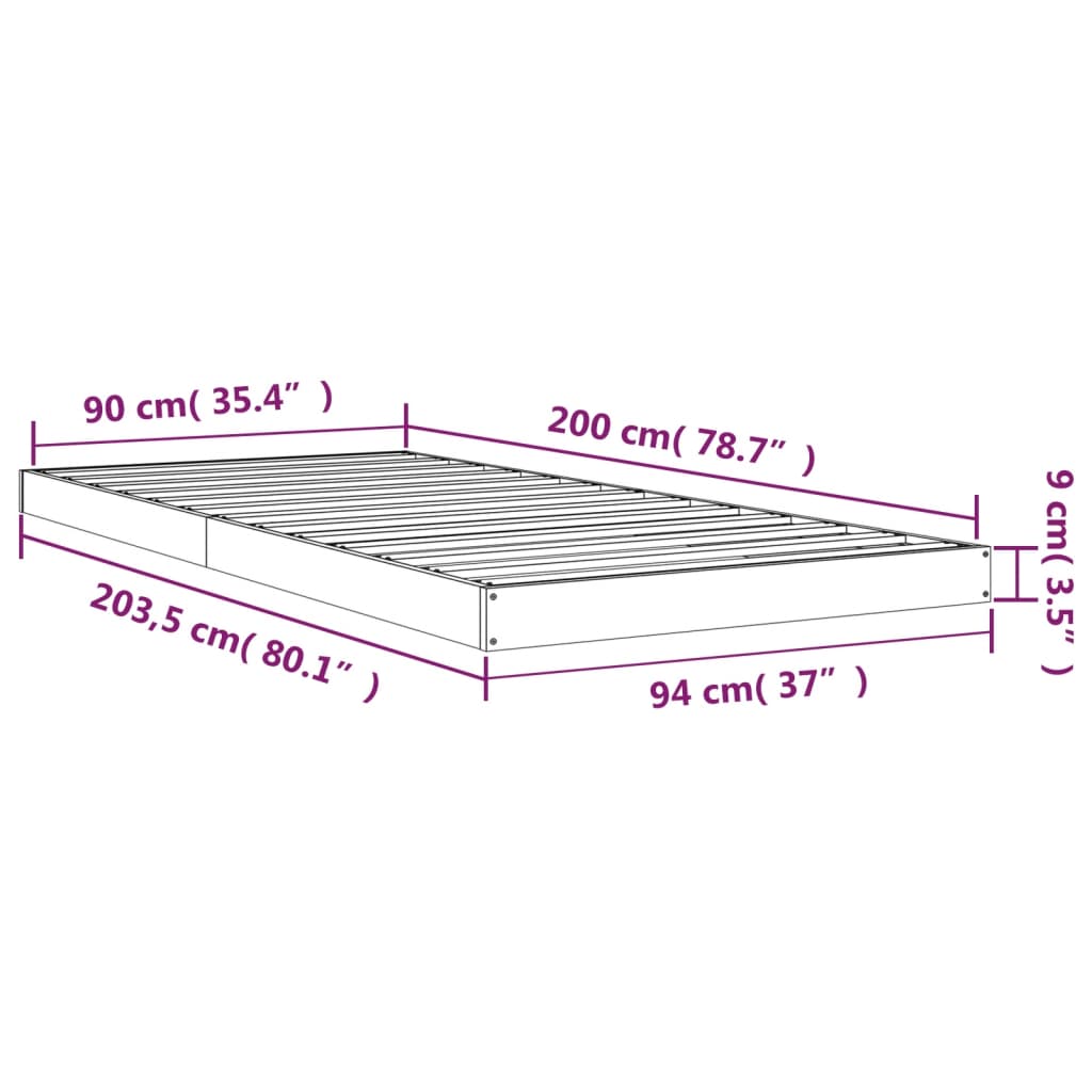 Giroletto Grigio 90x200 cm in Legno Massello di Pino - homemem39