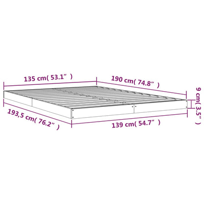 Giroletto Grigio 135x190 cm Legno Massello di Pino 4FT6 Double - homemem39