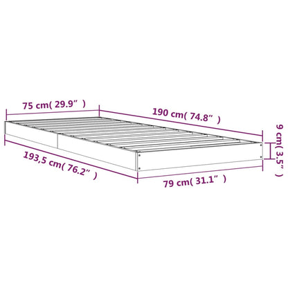 Giroletto Grigio 75x190cm Legno Massello Pino 2FT6 Small Single - homemem39