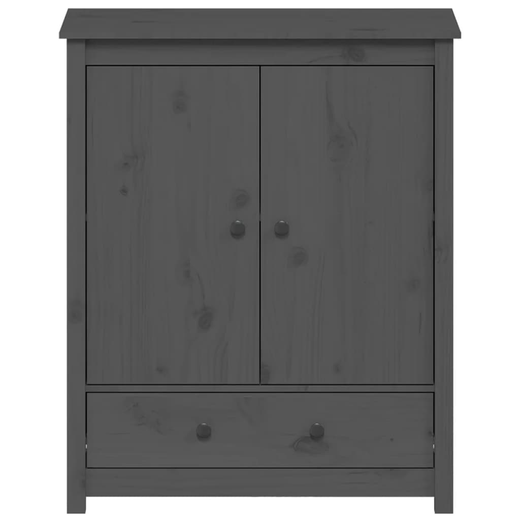 Credenza Grigia 83x41,5x100 cm in Legno Massello di Pino - homemem39