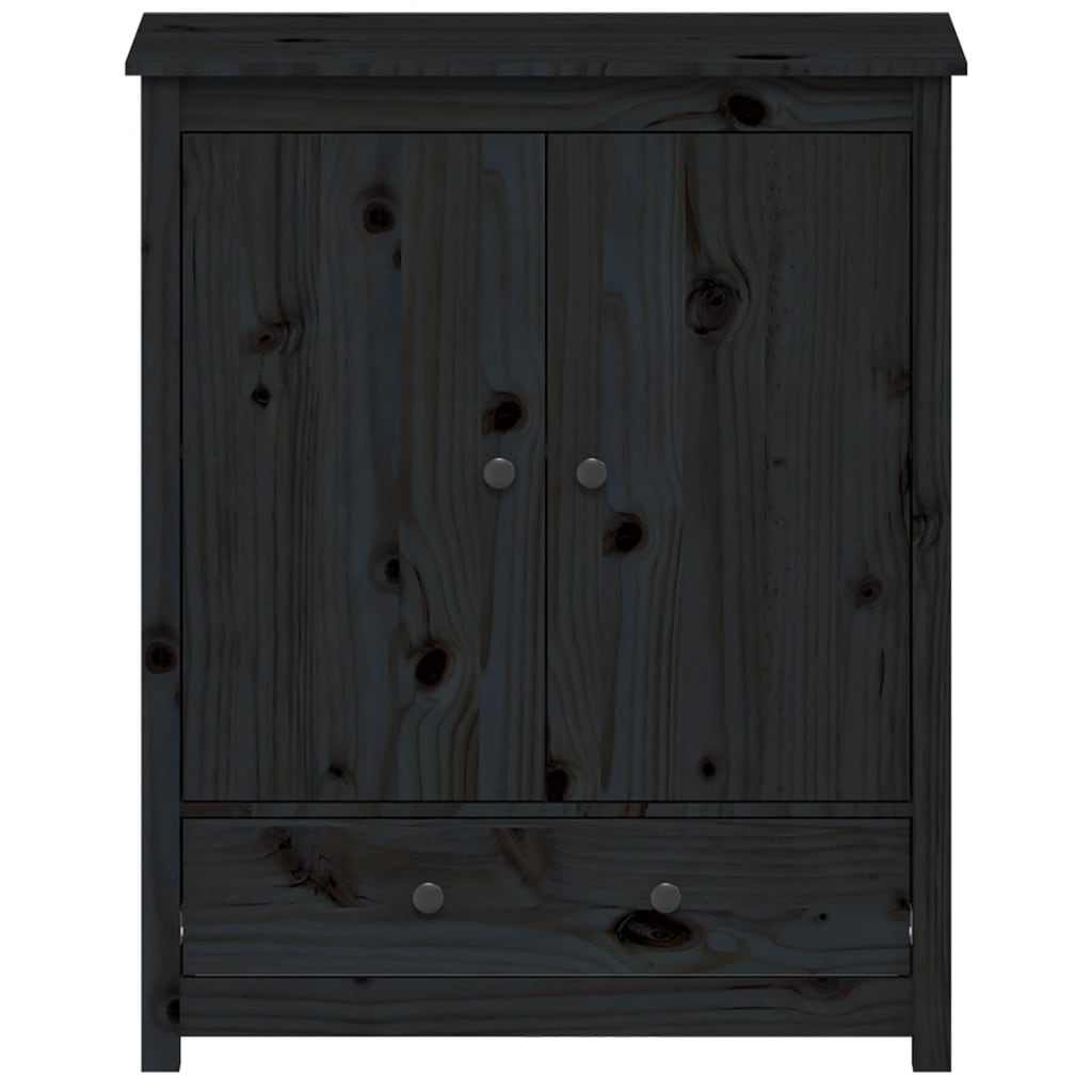 Credenza Nera 83x41,5x100 cm in Legno Massello di Pino - homemem39