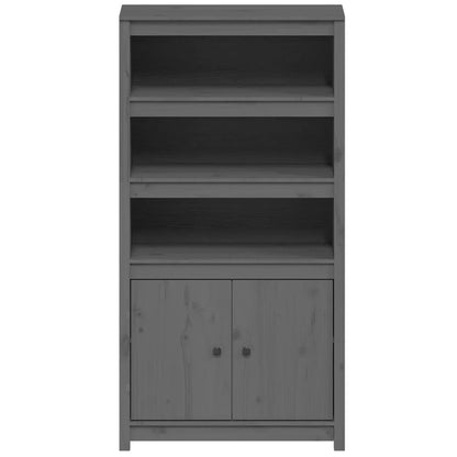 Credenza Grigio 80x35x154 cm in Legno Massello di Pino - homemem39