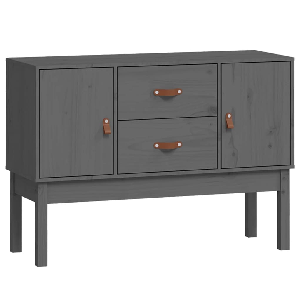 Credenza Grigia 110x40x78 cm in Legno Massello di Pino - homemem39