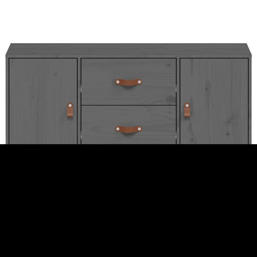 Credenza Grigia 110x40x78 cm in Legno Massello di Pino - homemem39