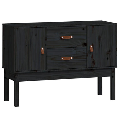 Credenza Nera 110x40x78 cm in Legno Massello di Pino - homemem39