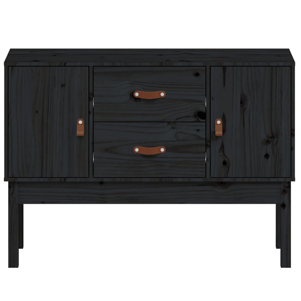 Credenza Nera 110x40x78 cm in Legno Massello di Pino - homemem39