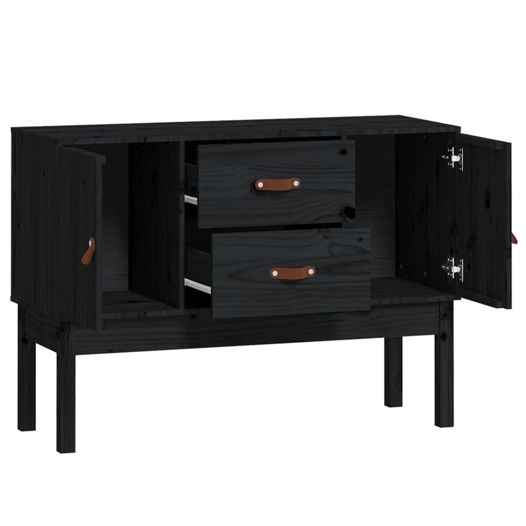 Credenza Nera 110x40x78 cm in Legno Massello di Pino - homemem39