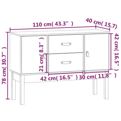 Credenza Nera 110x40x78 cm in Legno Massello di Pino - homemem39