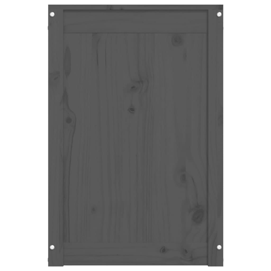 Contenitore per Bucato Grigio 44x44x66 cm Legno Massello Pino - homemem39