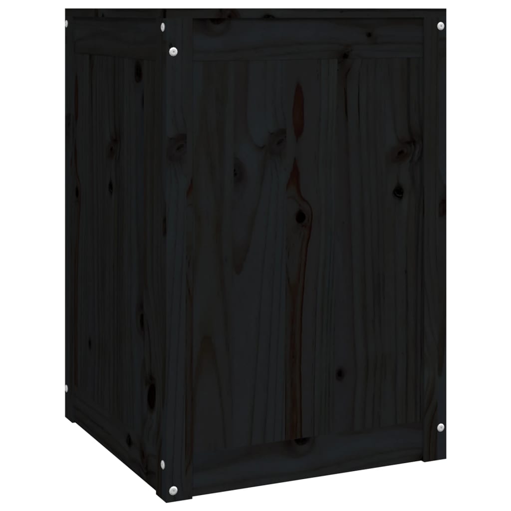 Contenitore per Bucato Nero 44x44x66 cm Legno Massello Pino - homemem39