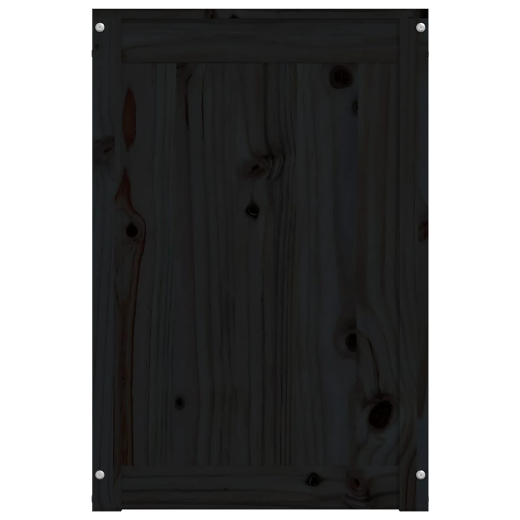 Contenitore per Bucato Nero 44x44x66 cm Legno Massello Pino - homemem39