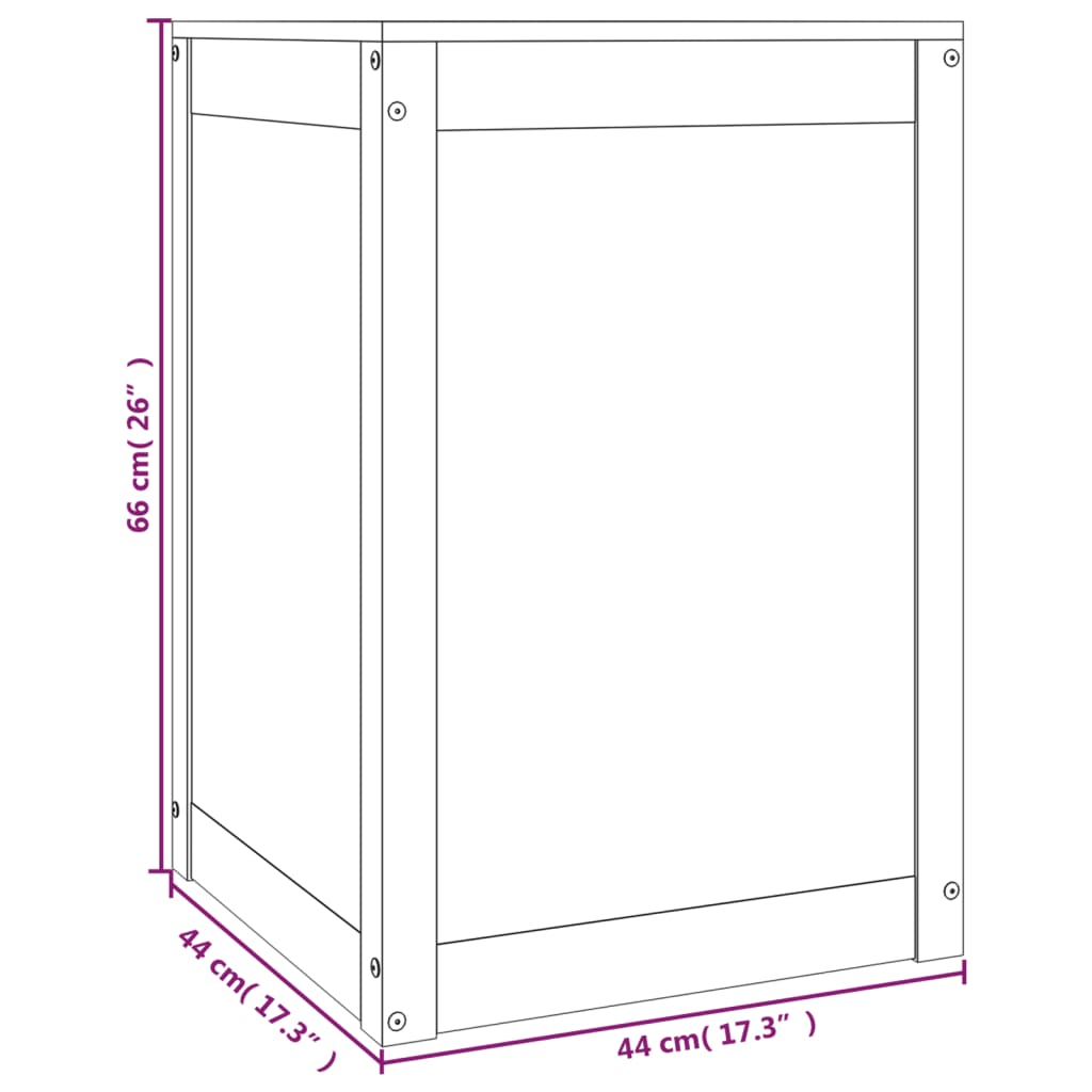 Contenitore per Bucato Nero 44x44x66 cm Legno Massello Pino - homemem39