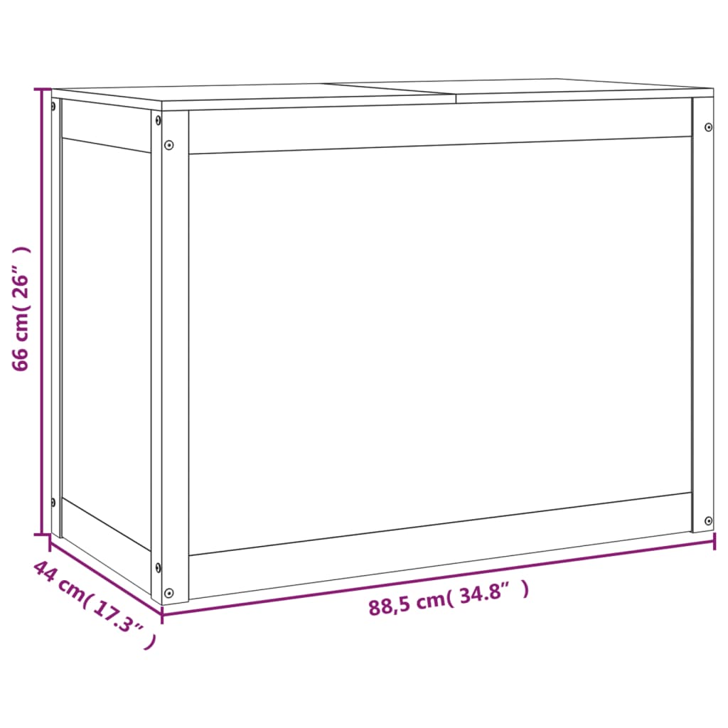 Contenitore per Bucato Grigio 88,5x44x66 cm Legno Massello Pino - homemem39