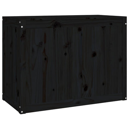 Contenitore per Bucato Nero 88,5x44x66 cm Legno Massello Pino - homemem39